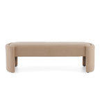 Elegant Simple Long Ottoman Bench in Light Camel with Wooden Frame and Polyester Upholstery, 61.25 x 19.75 x 19.25 inches - Grand Goldman Shop