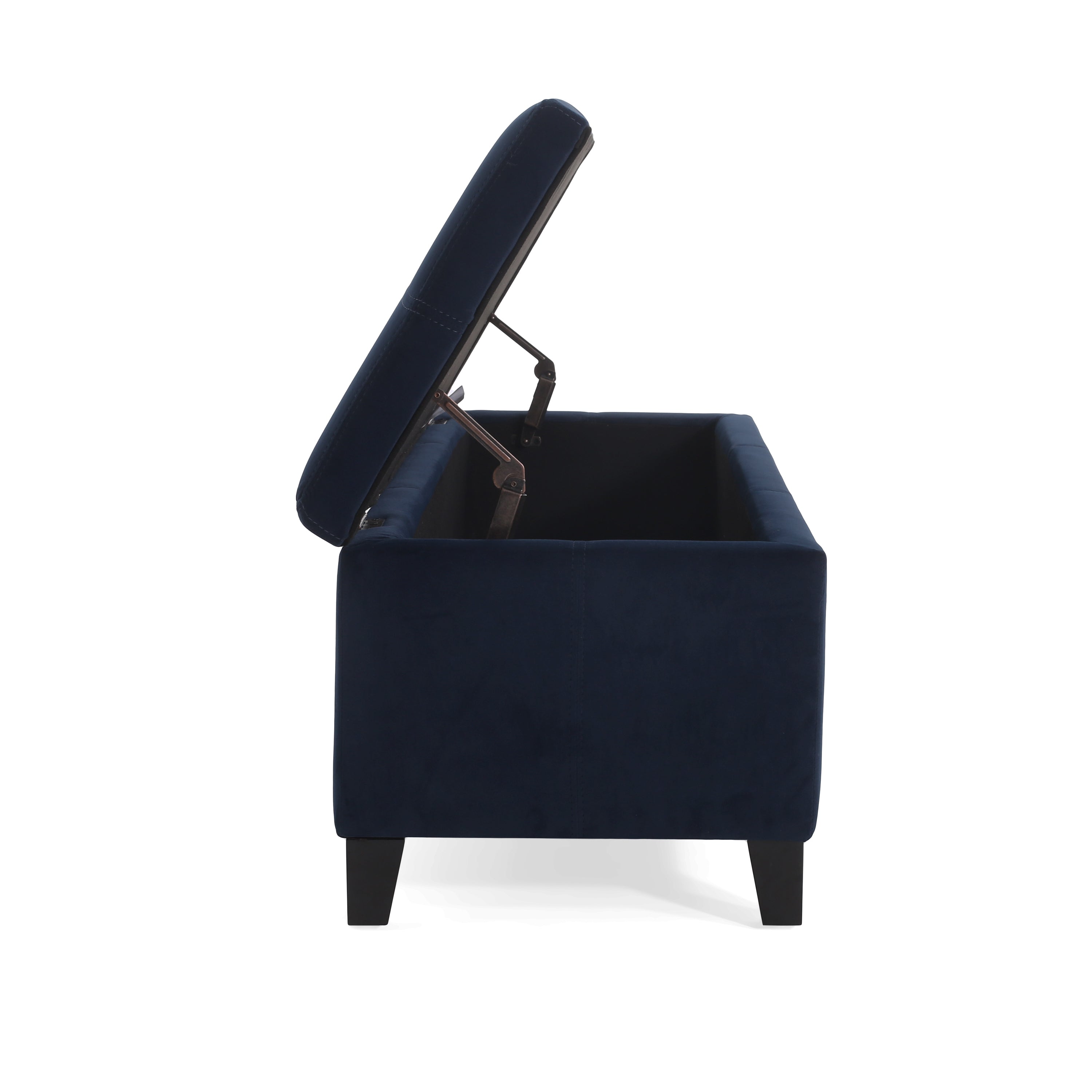 Indoor Dark Blue Storage Ottoman Bench - 51.25''L Upholstered Entryway Bench with Hidden Storage, 300lbs Weight Capacity for Living Room, Bedroom & Hallway - Grand Goldman Shop