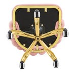Pink Velvet Bubble Vanity Chair with Gold Base, 360° Swivel Height Adjustable Ergonomic Accent Chair, Cute Rolling Desk Chair