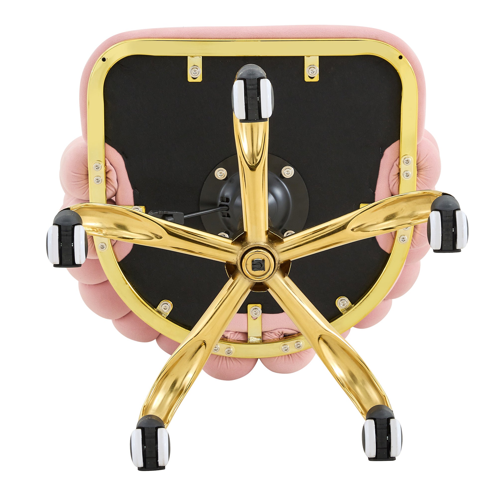 Pink Velvet Bubble Vanity Chair with Gold Base, 360° Swivel Height Adjustable Ergonomic Accent Chair, Cute Rolling Desk Chair