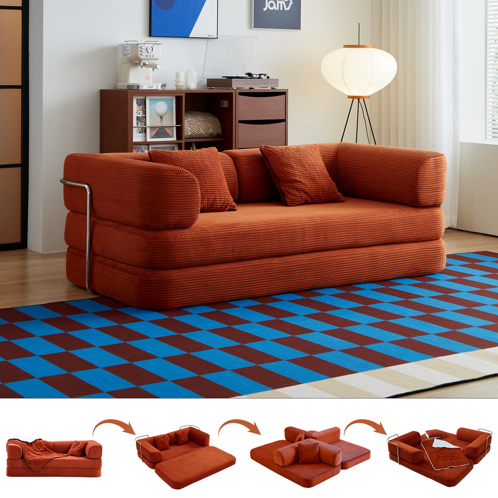 Floor Couch,Compressed Sofa,Convertible Floor Sofa Bed with Convertible Blanket Pillow,Enhanced frame stability,Comfy Couch Lounge Sleeper Bed,for Living Room Bedroom - Grand Goldman Shop