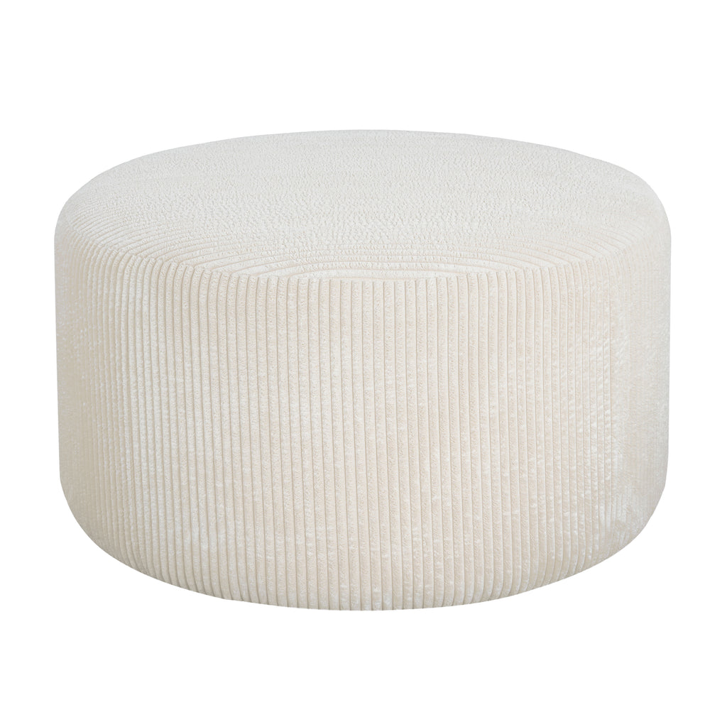 Upholstered Round Ottoman,Beige,Corduroy - Grand Goldman Shop