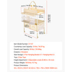 Baby Changing Table, Foldable Diaper Change Station with 2 Fabric Drawers, Side Basket & Hanging Rod, Adjustable Height Porta