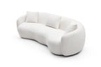 Mid Century Modern Curved Living Room Sofa, 4-Seat Boucle Fabric Couch for Bedroom, Office, Apartment, off white(beige and white) - Grand Goldman Shop
