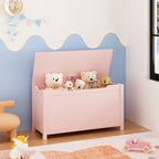 Kids Wooden Toy Box Storage with Safety Hinged Lid for Ages 2+ (Pink) - Grand Goldman