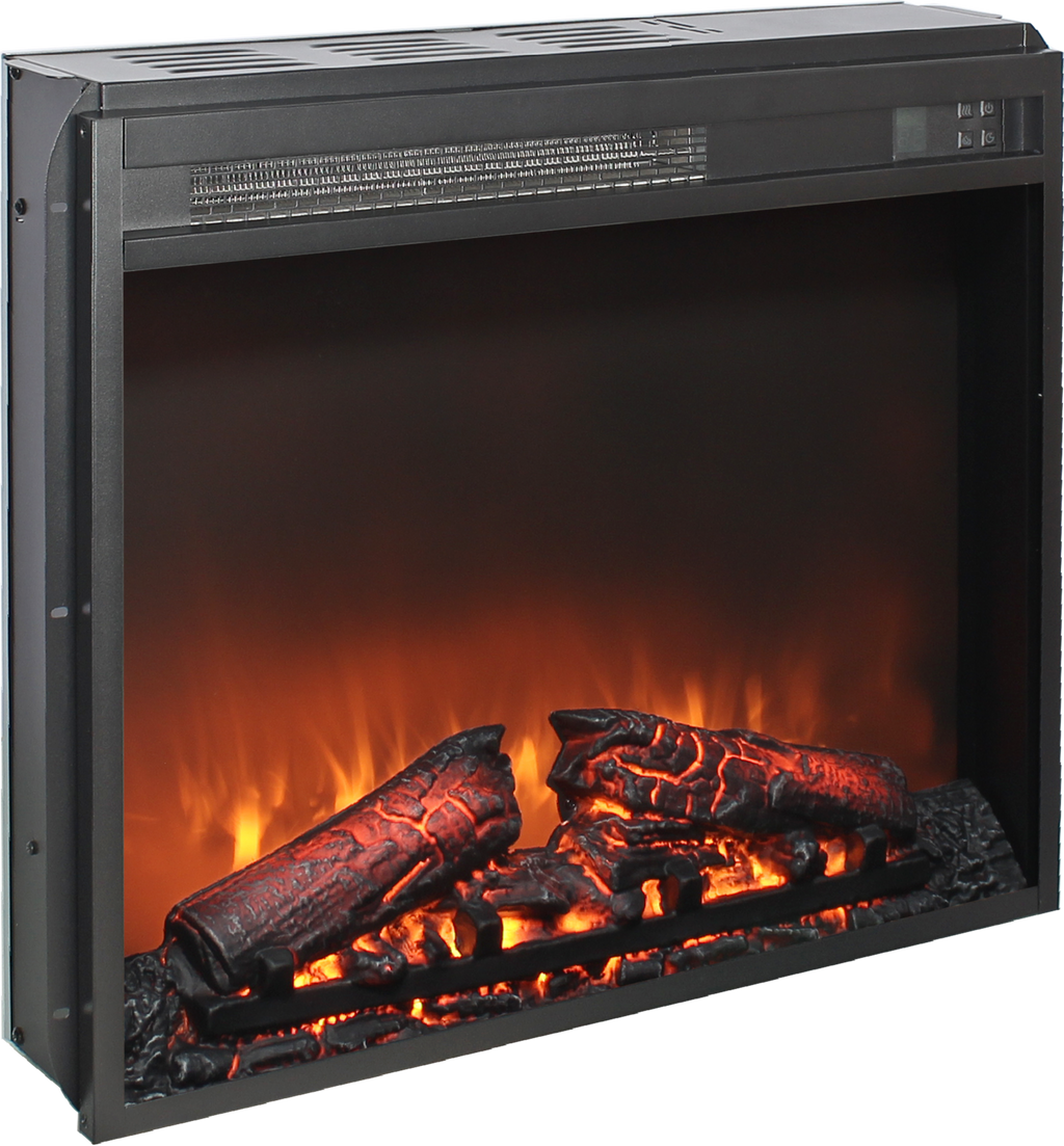 23 inch electric fireplace insert, ultra thin heater with log set & realistic flame, remote control with timer, overheating protection - Grand Goldman Shop