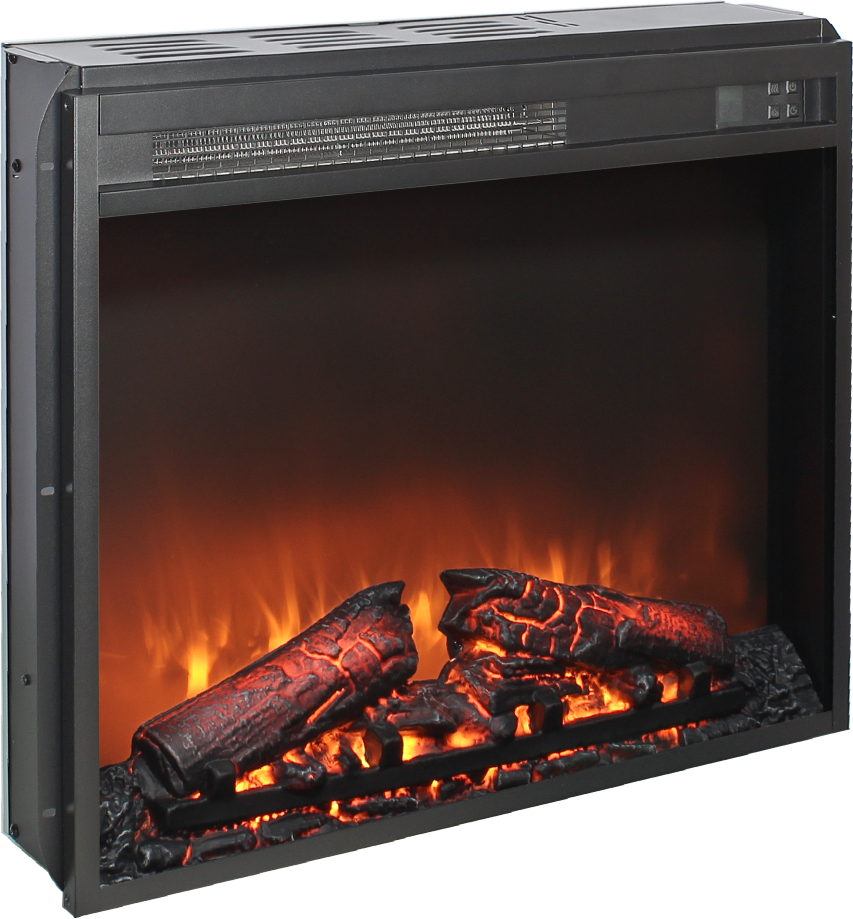 23 inch electric fireplace insert, ultra thin heater with log set & realistic flame, remote control with timer, overheating protection - Grand Goldman Shop