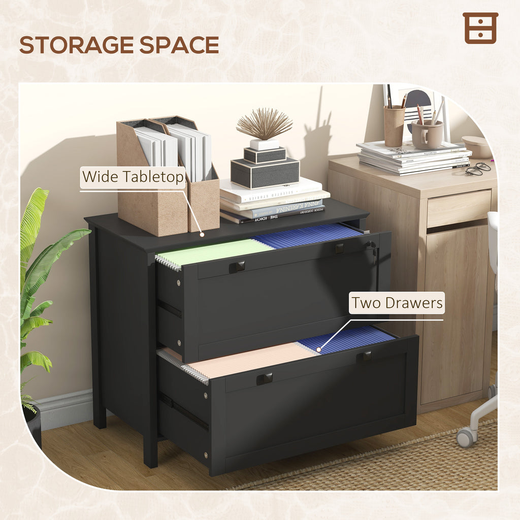 HOMCOM 2 Drawer File Cabinet with Lock, Lateral Filing Cabinet with Keys and Adjustable Hanging Bar for Letter, A4 and Legal 