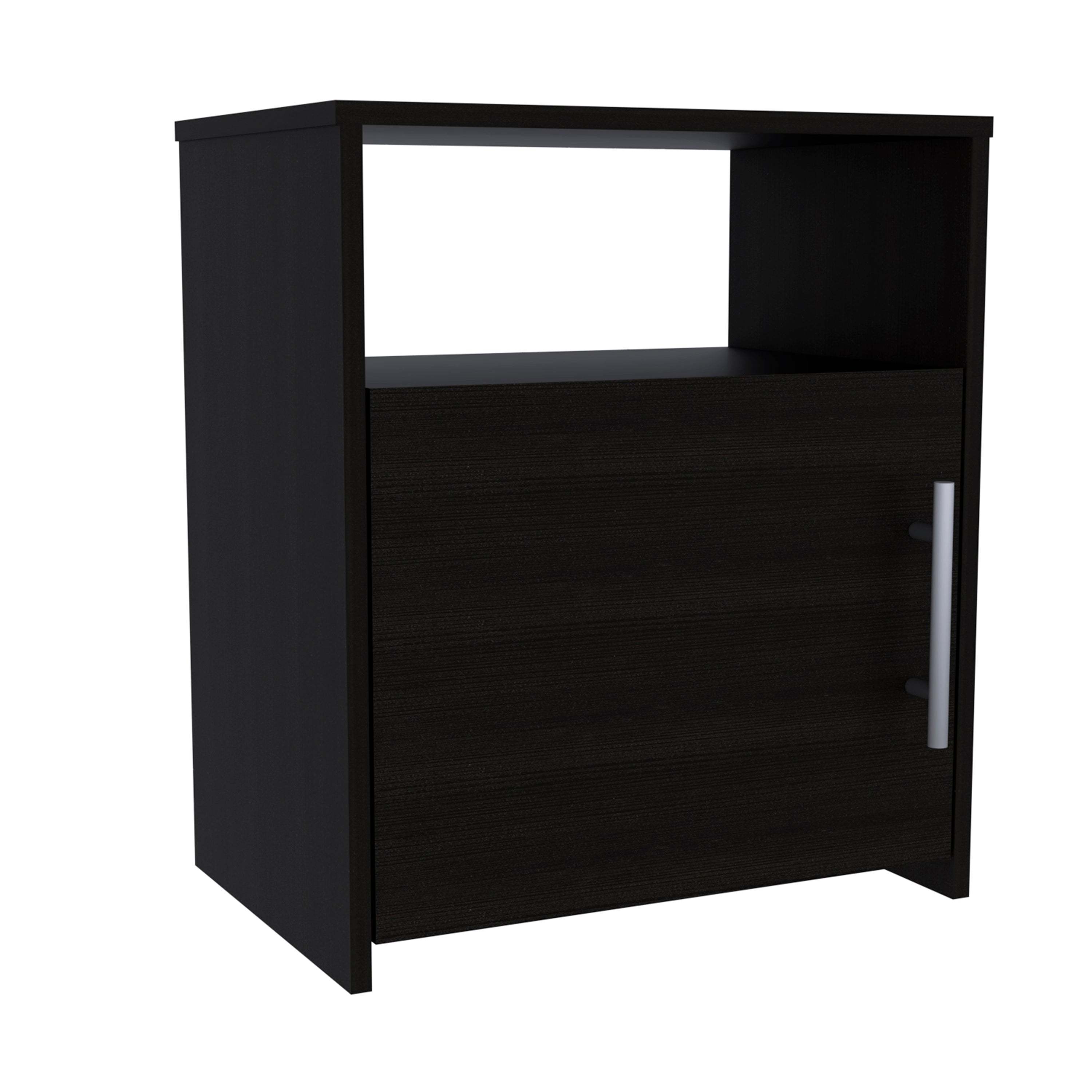 2 Piece Bedroom Set, Egeo 4 Drawer Dresser + Omaha Nightstand, Black / Pine - Grand Goldman Shop