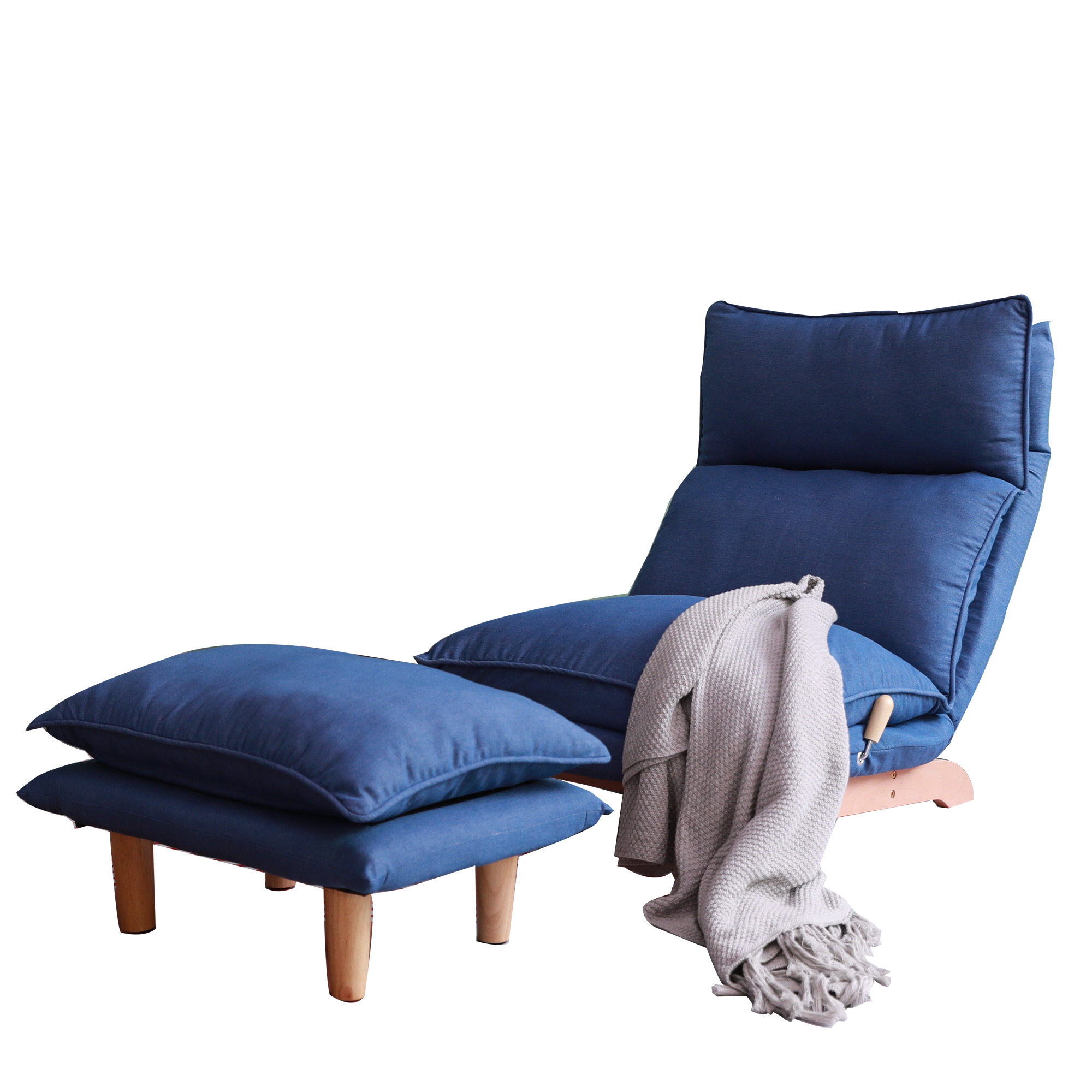 Modern Dark Blue Metal Frame Foldable Reclining Floor Chair – Lazy Leisure Sofa for Balcony or Bedroom - Grand Goldman Shop