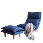 Modern Dark Blue Metal Frame Foldable Reclining Floor Chair – Lazy Leisure Sofa for Balcony or Bedroom - Grand Goldman Shop