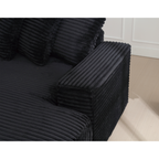 [NEW ARRIVED] [VIDEO PROVIDED] Oversized Two-Piece  Couches,  L Shaped Sofa, Corduroy, Right Chaise Daybed,with Armrests,Eight Throw Pillows,Corner Sofa,Easy To Assemble,  Black - Grand Goldman Shop