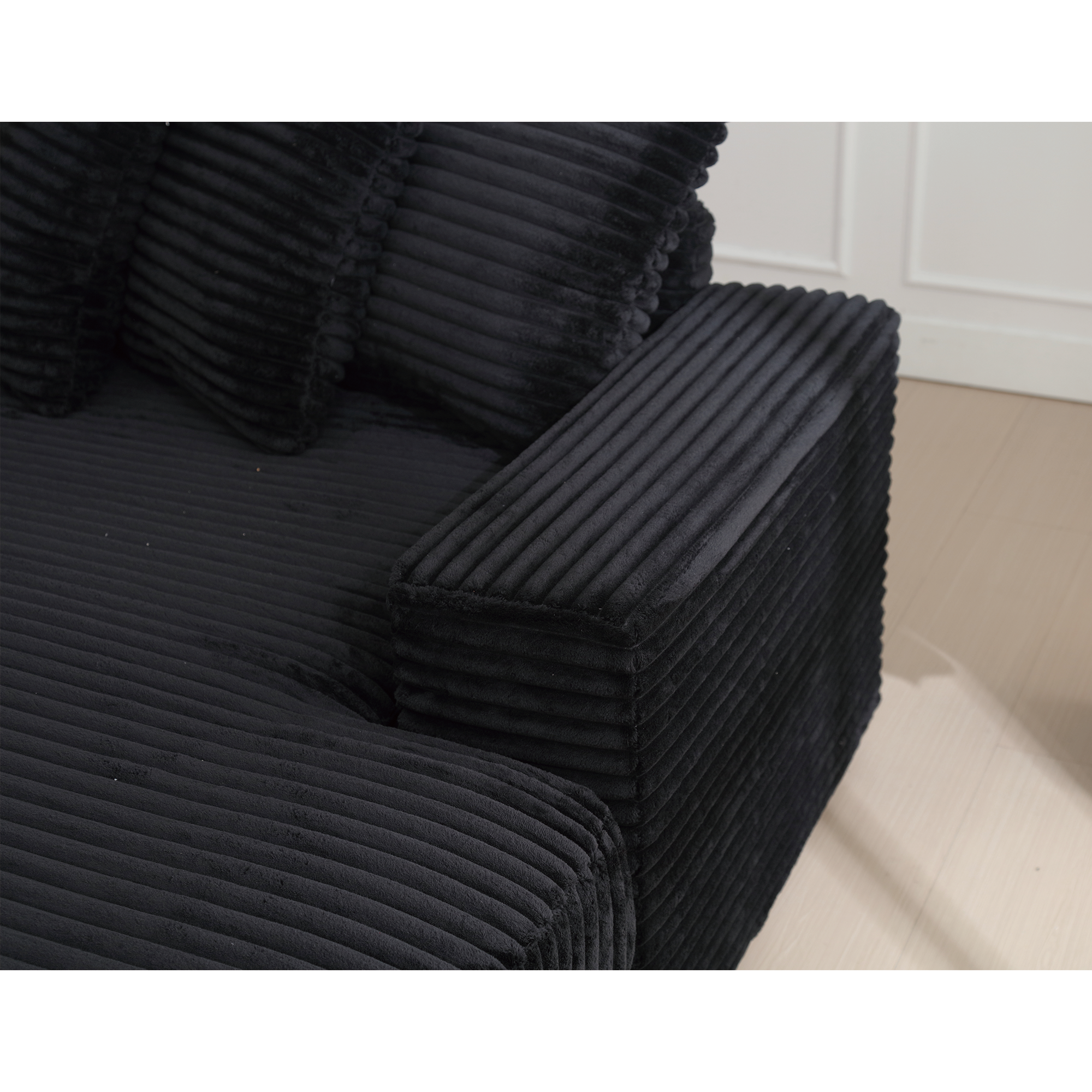[NEW ARRIVED] [VIDEO PROVIDED] Oversized Two-Piece  Couches,  L Shaped Sofa, Corduroy, Right Chaise Daybed,with Armrests,Eight Throw Pillows,Corner Sofa,Easy To Assemble,  Black - Grand Goldman Shop