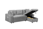 MEGA convertible corner sofa with armrest storage, living room and apartment sectional sofa, right chaise longue and grey - Grand Goldman Shop