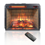 Vintage Infrared Quartz Heater Fireplace Insert with Realistic Logs, Brick Design, Antique Black, Tempered Glass, 23 Inch - Grand Goldman Shop