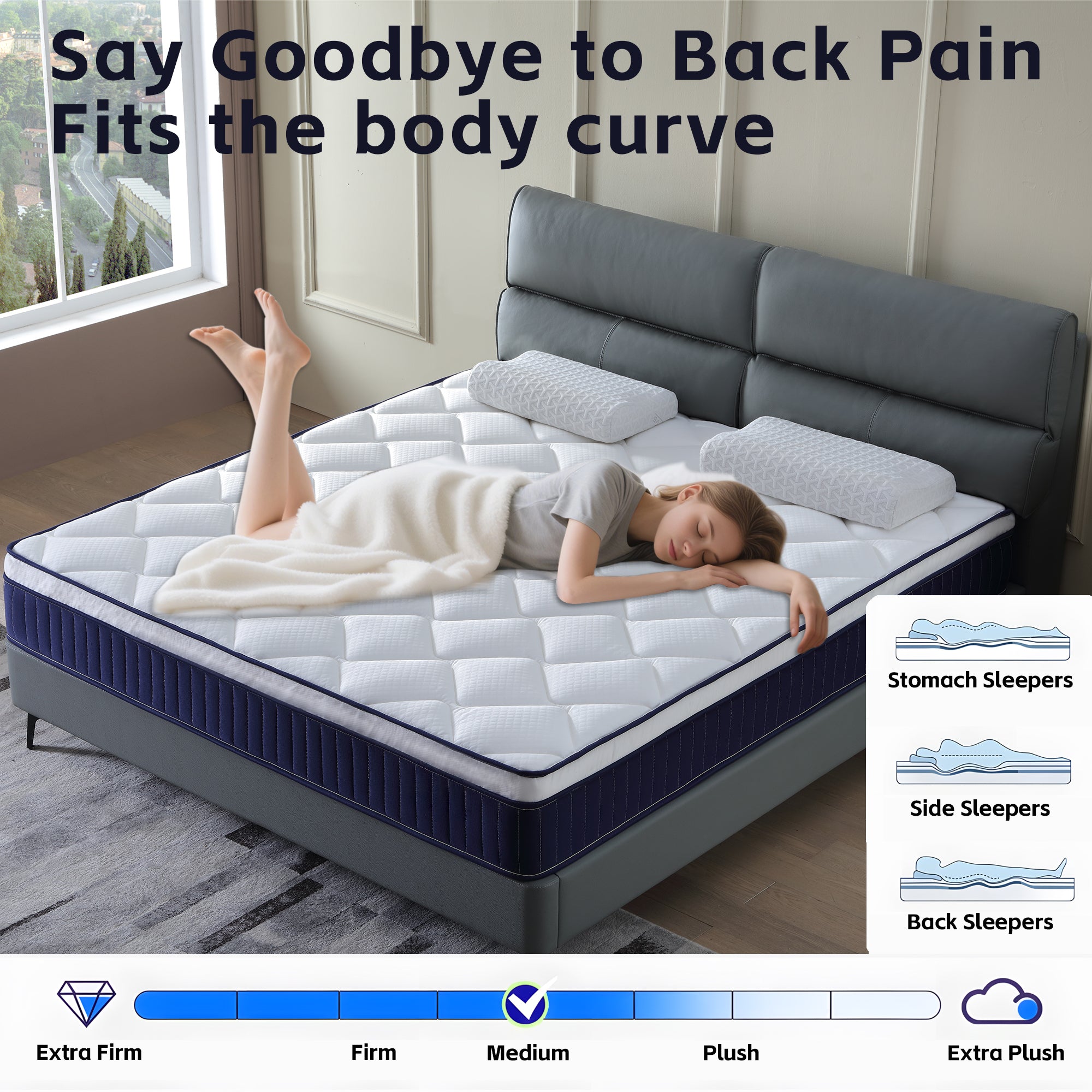 10 Inch Plush Memory Foam Pocket Spring Hybrid Mattress In A Box With Certipur-US Certified Memory Foam - Grand Goldman Shop