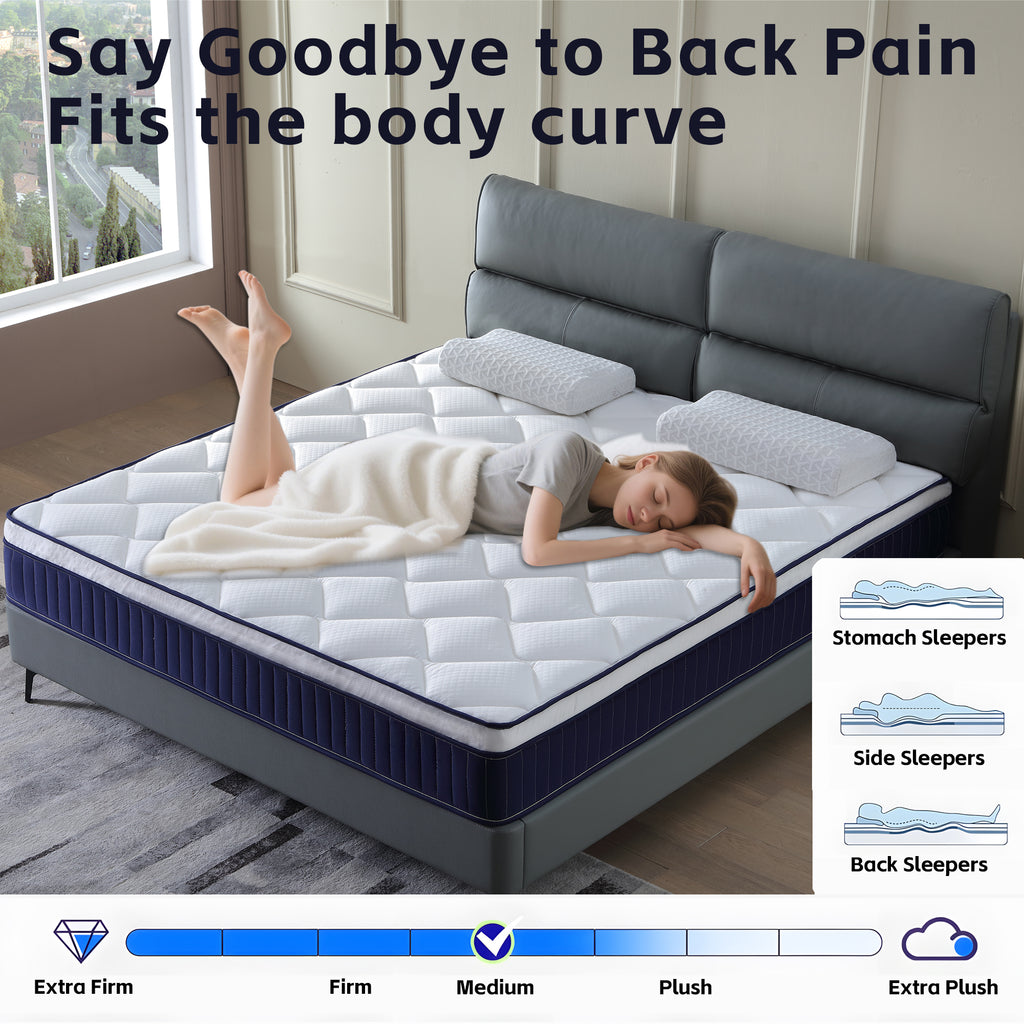 Alwyn Home Innerspring Mattress Medium Hybrid Mattress in a box With Certipur-US Certified Pocket Spring, Pressure Relief, and Motion Isolation - Grand Goldman Shop