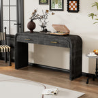 TREXM Unique Retro Silhouette Console Table with Open Style, Two Top Drawers for Entrance, Dinning Room, Living Room (Antique Black) - Grand Goldman Shop