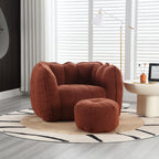 Soft Chenille Bean Bag Chair with High Resilient Foam for Living Room and Bedroom, Comfortable Square Lazy Sofa with Footstool for Adults - Grand Goldman Shop