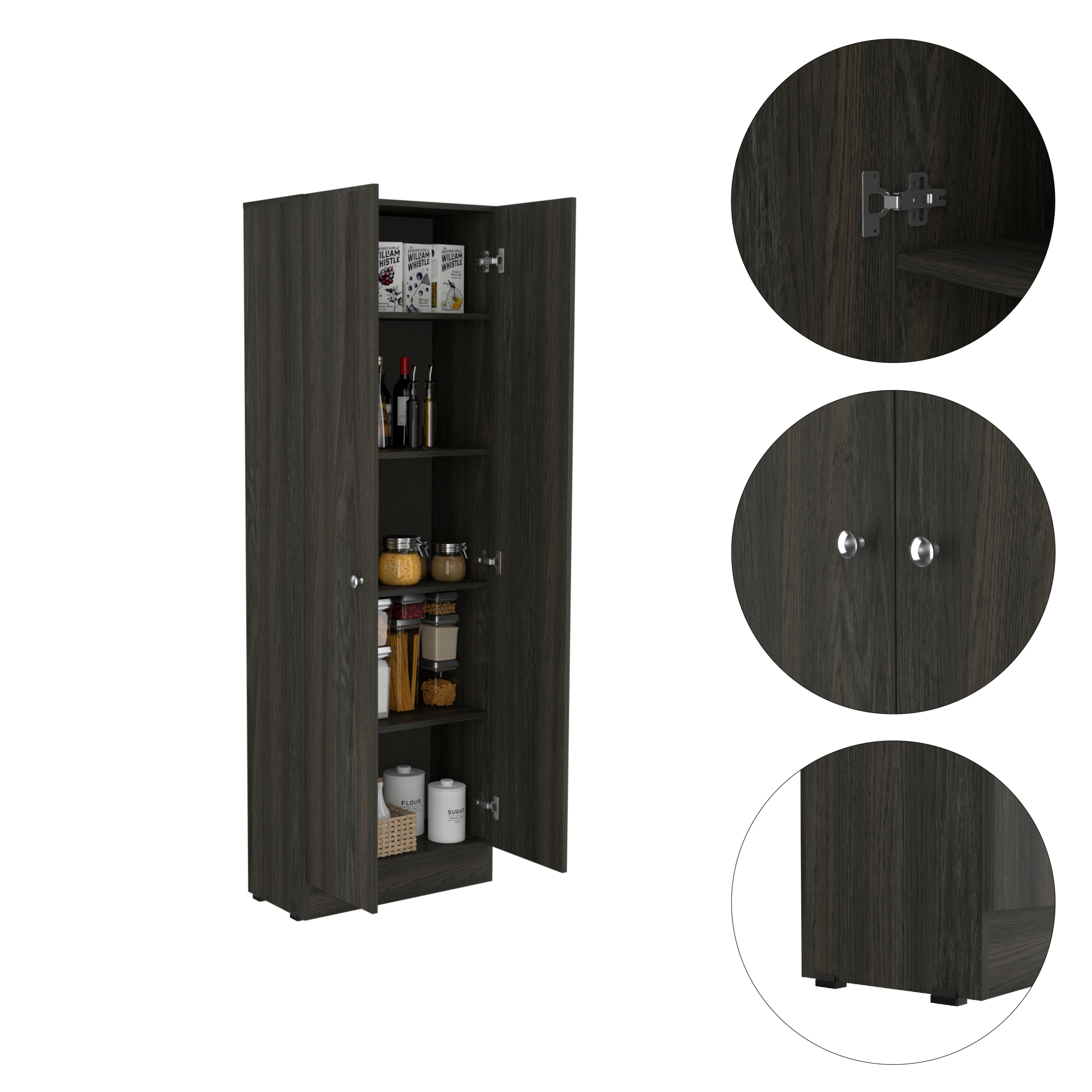 Multistorage Cabinet, Double Door, Five Shelves -Espresso / Black - Grand Goldman