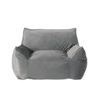 Allea Velveteen Bean Bag Chair with Armrests, Soft Grey Velvet, Cozy and Spacious - Grand Goldman Shop