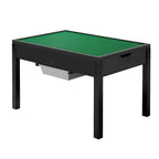 Kids Wooden Activity Table, Building Blocks Double-Sided Tabletop, Multi-Purpose Activity Play Table with 2 Storage Bins for 