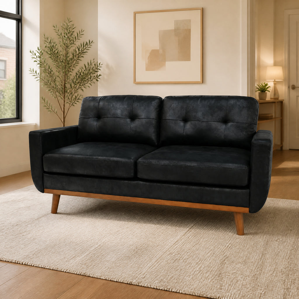 65-inch t Two-Seater Sofa in with Breathable Foil Fabric and Solid Wood Legs - Grand Goldman Shop