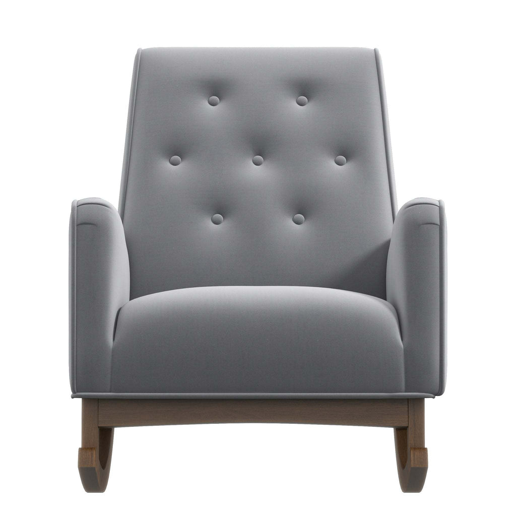 Premium Demetrius Light Grey Fabric Solid Wood Rocking Chair for Living Room and Nursery 36.6'H x 27.5'W x 39'D or Living Room Bedroom Reading - Grand Goldman Shop