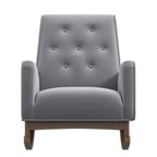 Premium Demetrius Light Grey Fabric Solid Wood Rocking Chair for Living Room and Nursery 36.6'H x 27.5'W x 39'D or Living Room Bedroom Reading - Grand Goldman Shop