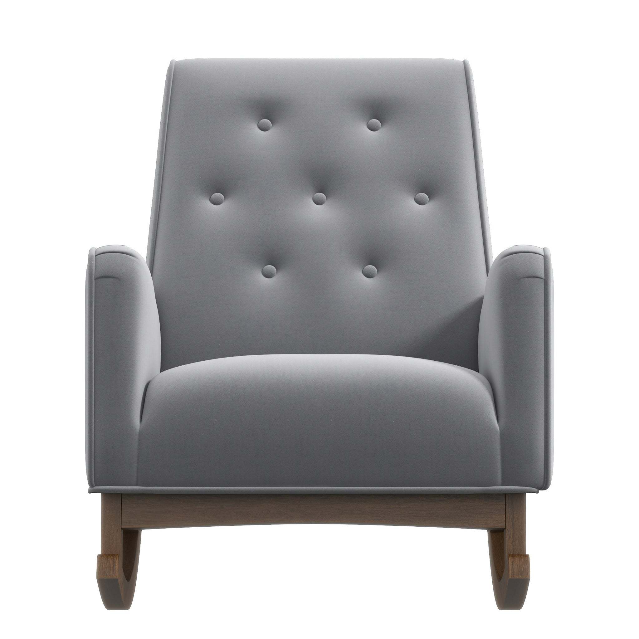 Premium Demetrius Light Grey Fabric Solid Wood Rocking Chair for Living Room and Nursery 36.6'H x 27.5'W x 39'D or Living Room Bedroom Reading - Grand Goldman Shop