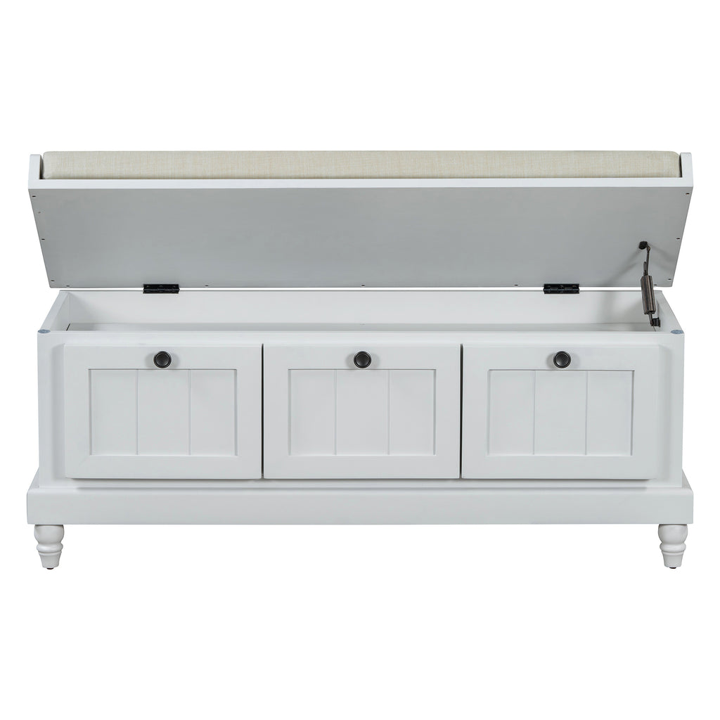 TREXM Classic Shoe Bench with Cushion and Three Drawers, Fluted Entryway Bench with Storage for Living Room, Entryway, and Hallways (Light Gray, OLD SKU: N715P207812E ) - Grand Goldman Shop