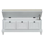 TREXM Classic Shoe Bench with Cushion and Three Drawers, Fluted Entryway Bench with Storage for Living Room, Entryway, and Hallways (Light Gray, OLD SKU: N715P207812E ) - Grand Goldman Shop