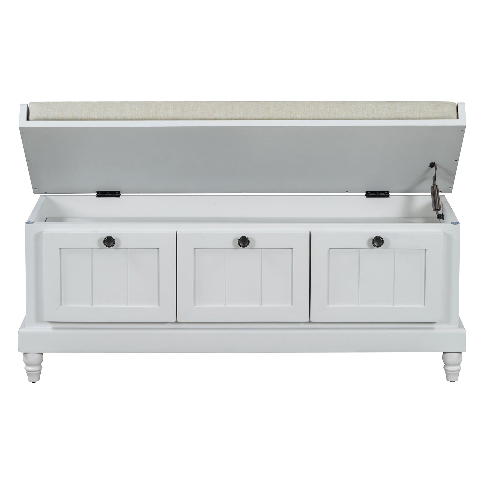 TREXM Classic Shoe Bench with Cushion and Three Drawers, Fluted Entryway Bench with Storage for Living Room, Entryway, and Hallways (Light Gray, OLD SKU: N715P207812E ) - Grand Goldman Shop