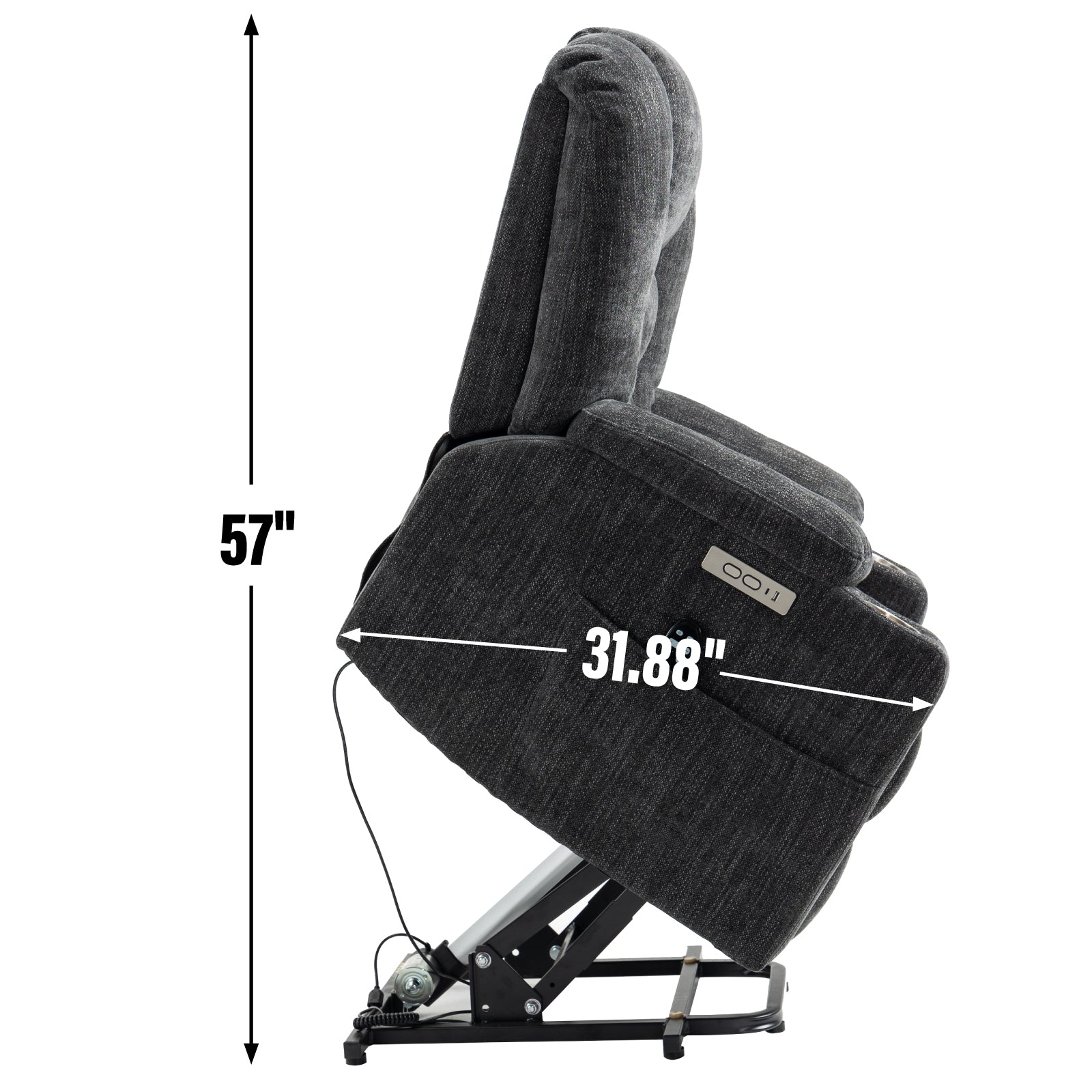 EMON'S Large Power Lift Recliner Chair with Massage and Heat for Elderly, Overstuffed Wide Recliners, Heavy Duty Motion Mechanism with USB and Type C Ports, 2 Steel Cup Holders, Gray - Grand Goldman Shop