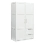 High wardrobe and kitchen cabinet with 2 doors, 2 drawers and 5 storage spaces,white - Grand Goldman Shop