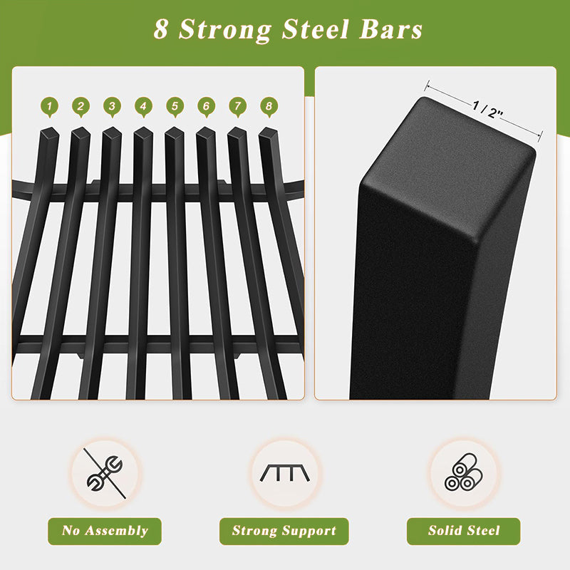 Fireplace Grate,Fireplace Log Holder,Heavy Duty Solid Cast Iron FIrewood Log Burning Rack for Inside The Fireplace Accessories Outood Fire Pit Kindling Fireplace Tools (36 inch) - Grand Goldman Shop