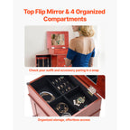 Jewelry Cabinet Armoire Standing Jewelry Storage Chest with 3 Drawers & Mirror - Grand Goldman Shop