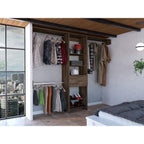 Manchester 250 Closet System, Five Open Shelves, One Drawer, Three Metal Rods -Dark Walnut - Grand Goldman Shop