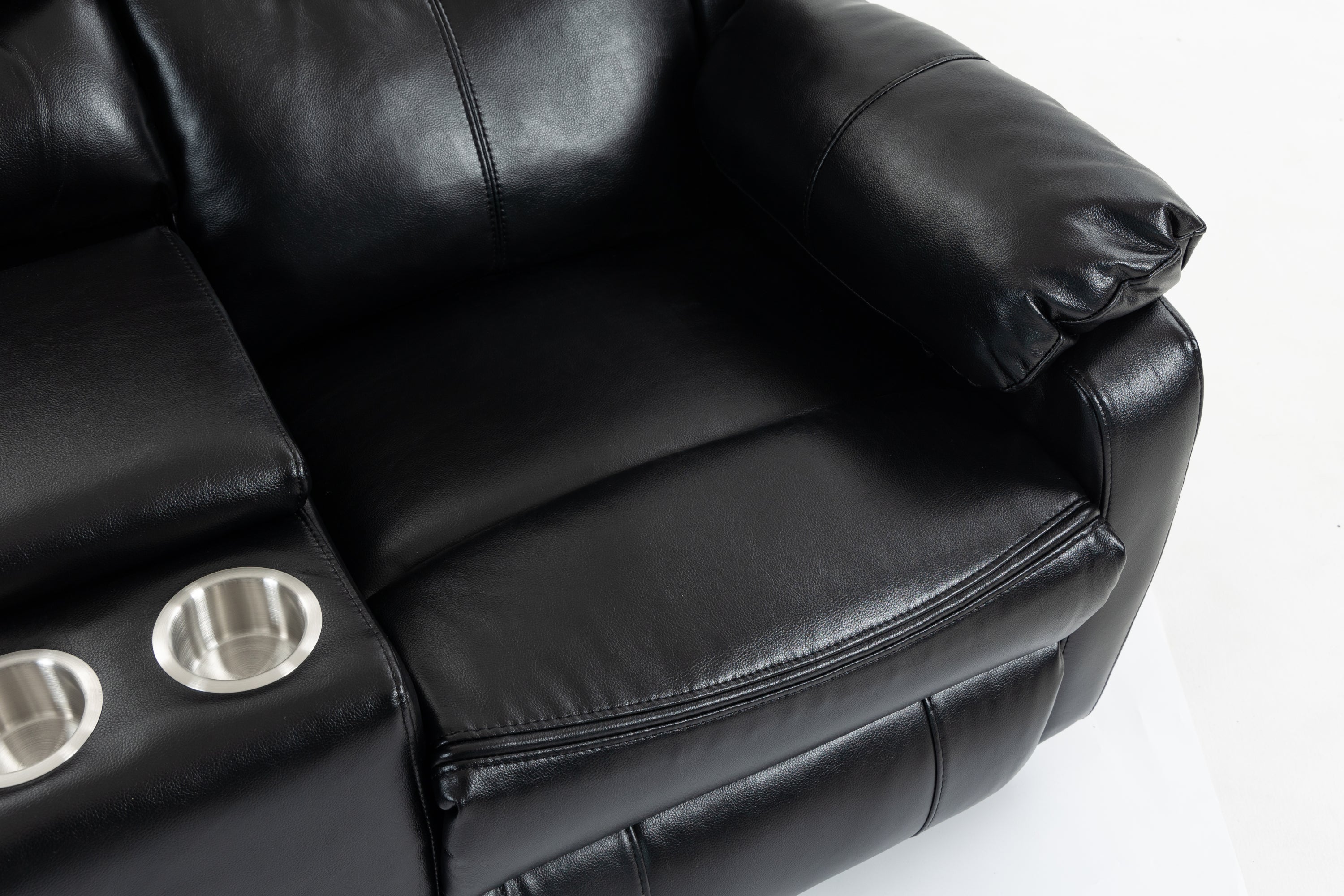 Artificial leather electric sofa bed, 2 lounge chairs, comfortable armrests and backrest lounge chairs, living room sofa set, with coffee table - Grand Goldman Shop