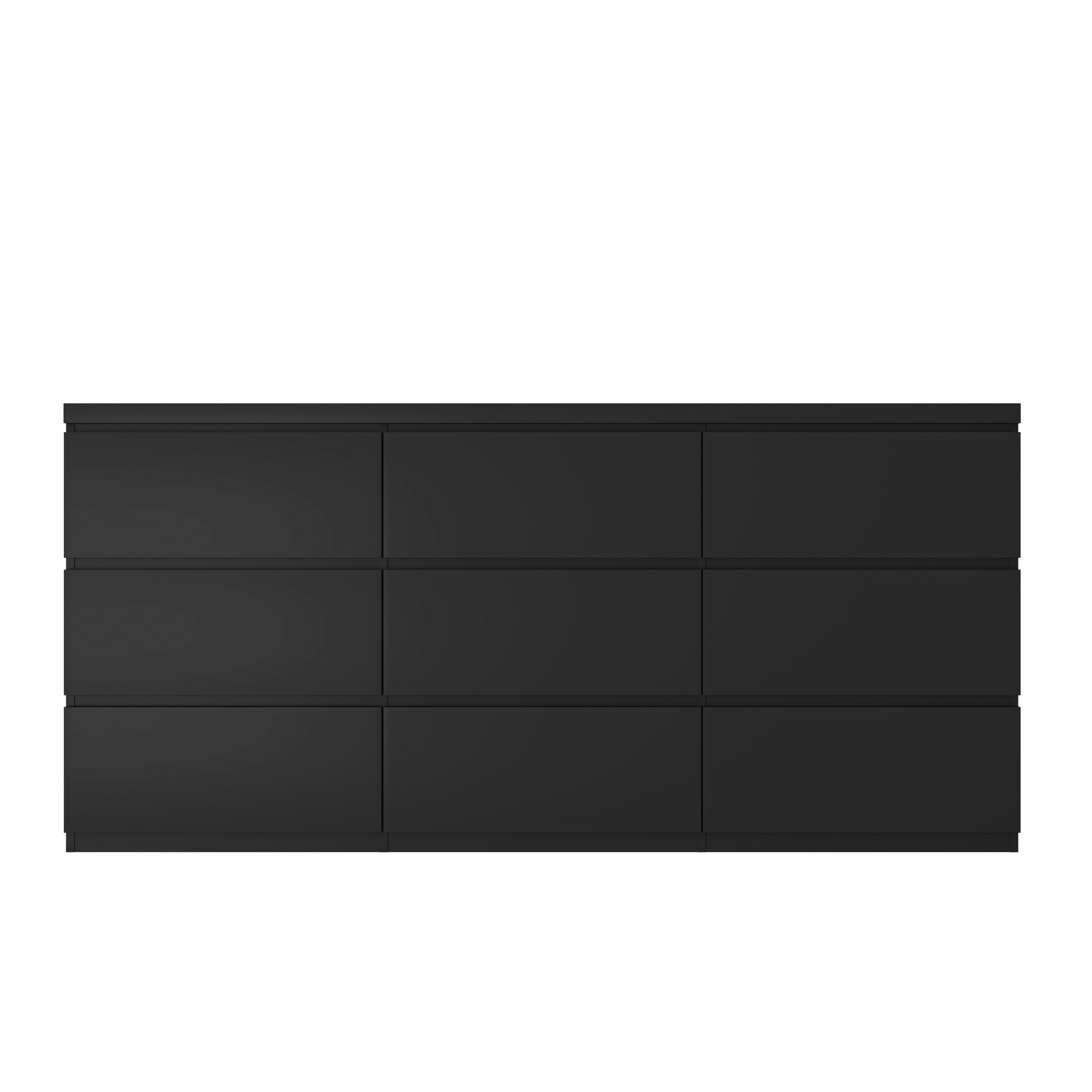 9 Drawer Dresser with No Handle Design, Modern Black Matte Wood Dresser for Bedroom, Storage Chest of Drawers for Living Room, Hallway, Entryway - Grand Goldman Shop