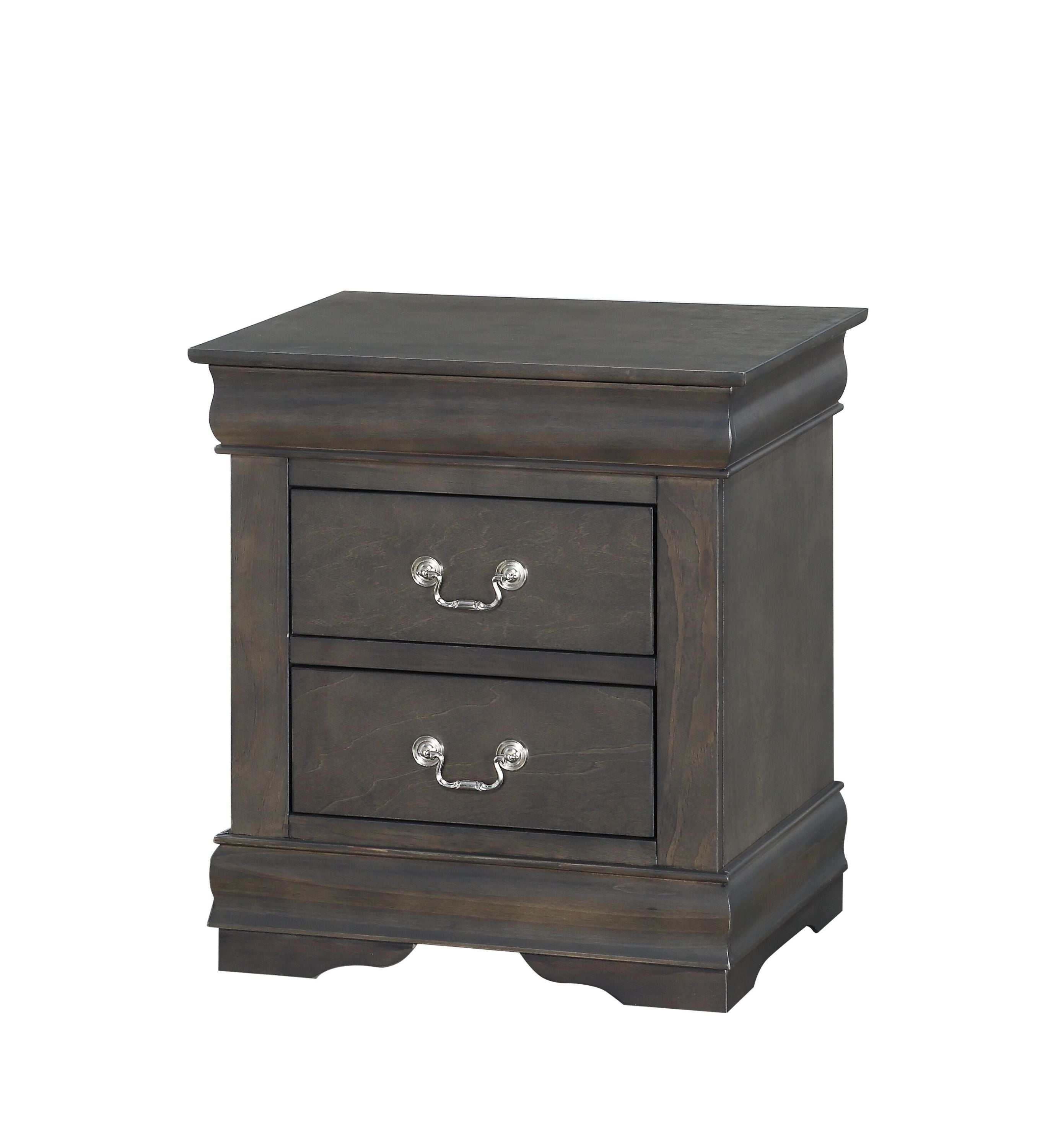 Louis Philippe Dark Gray Finish 4 PCS Bedroom Set (E. King) - Grand Goldman Shop