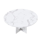 Modern Farmhouse 47.24' Round Dining Table for 4 with Marble White Finish MDF and Iron - Grand Goldman Shop