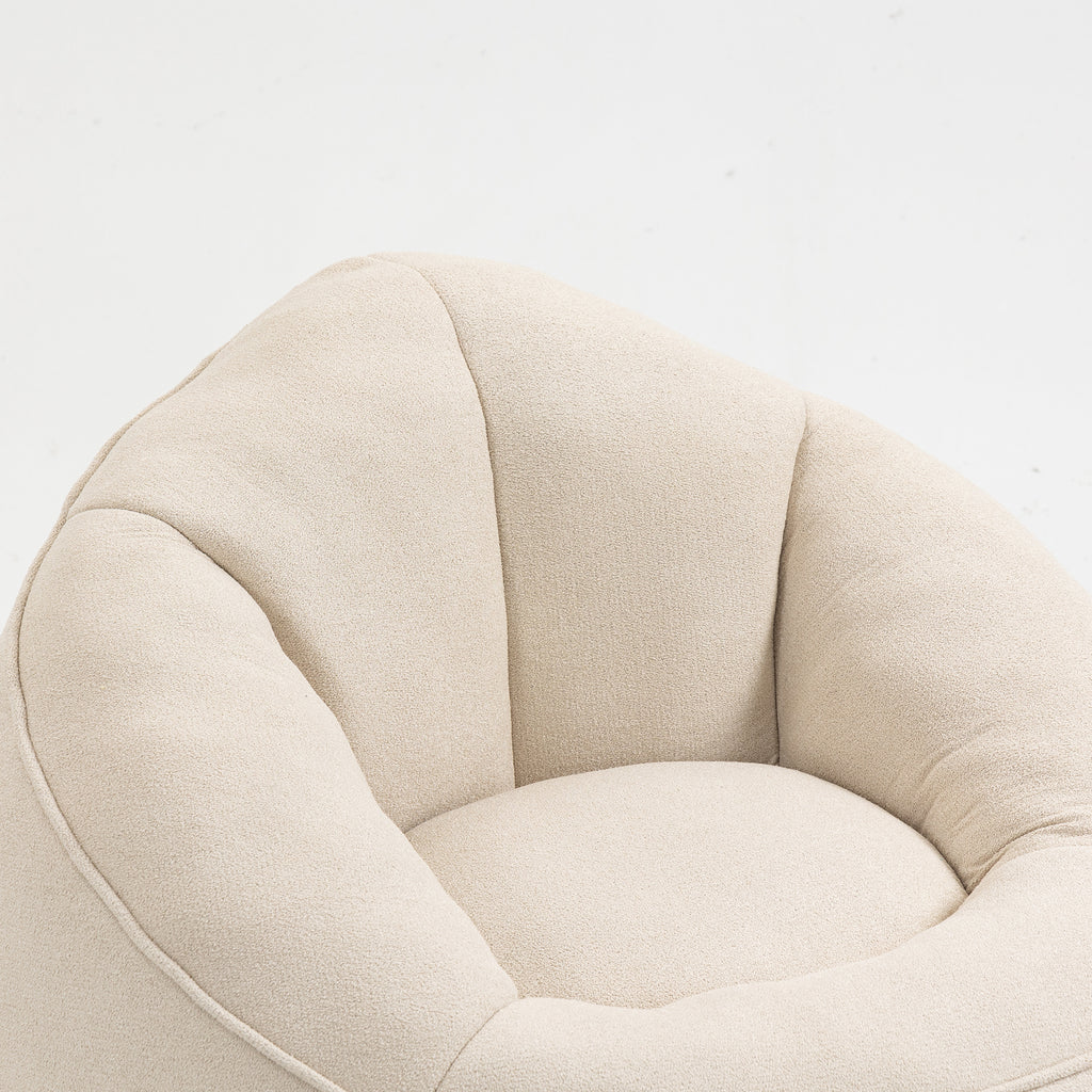 Bedding Bean Bag Sofa Chair with High-Pressure Foam and Footrest, Beige Microfiber - Grand Goldman Shop