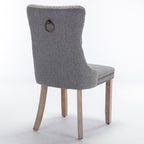 Nikki Collection Modern, High-end Tufted Solid Wood Contemporary Flax Upholstered Linen Dining Chair with Wood Legs Nailhead Trim 2-Pcs Set,Gray, SW6801GY - Grand Goldman Shop