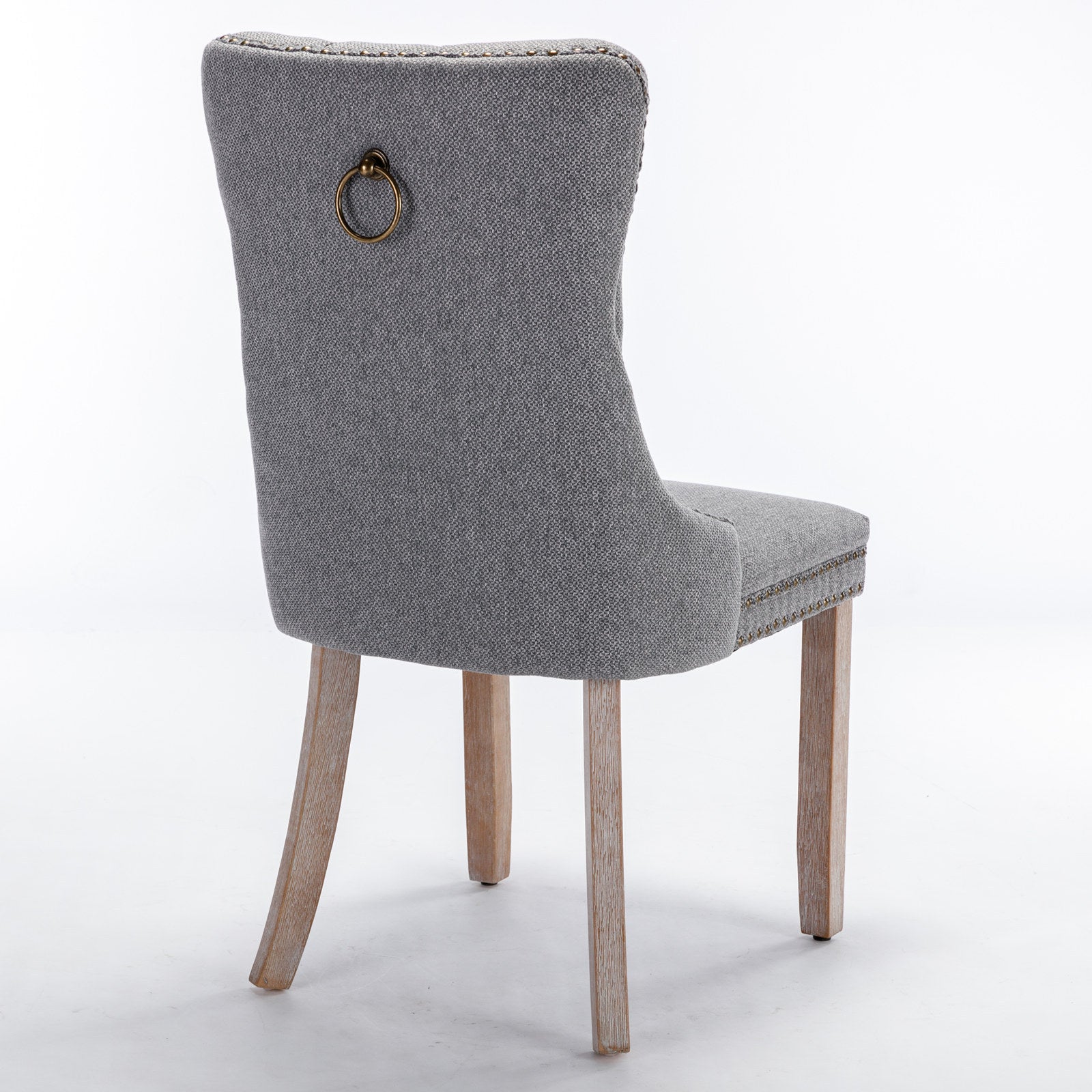 Nikki Collection Modern, High-end Tufted Solid Wood Contemporary Flax Upholstered Linen Dining Chair with Wood Legs Nailhead Trim 2-Pcs Set,Gray, SW6801GY - Grand Goldman Shop