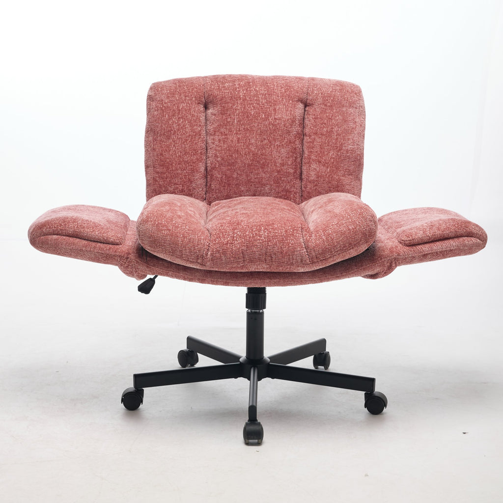 Modern Chenille Swivel Office Chair, Height Adjustable Task Chair with Convertible Multi-Position Armrests, Comfy Double Cush