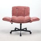 Modern Chenille Swivel Office Chair, Height Adjustable Task Chair with Convertible Multi-Position Armrests, Comfy Double Cush