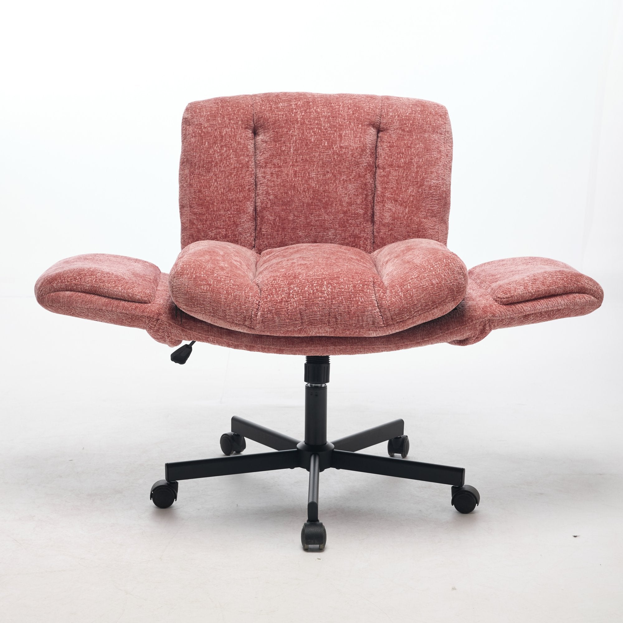 Modern Chenille Swivel Office Chair, Height Adjustable Task Chair with Convertible Multi-Position Armrests, Comfy Double Cush