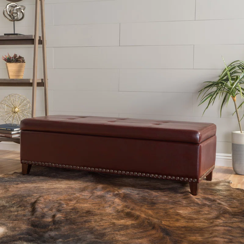 Ottoman with Storage, 51 Inch Large Ottomans Storage Bench, Upholstered End of Bed Bench with Hinged Lid, Long Foot Rest Stool for Living Room Bedroom - Grand Goldman Shop