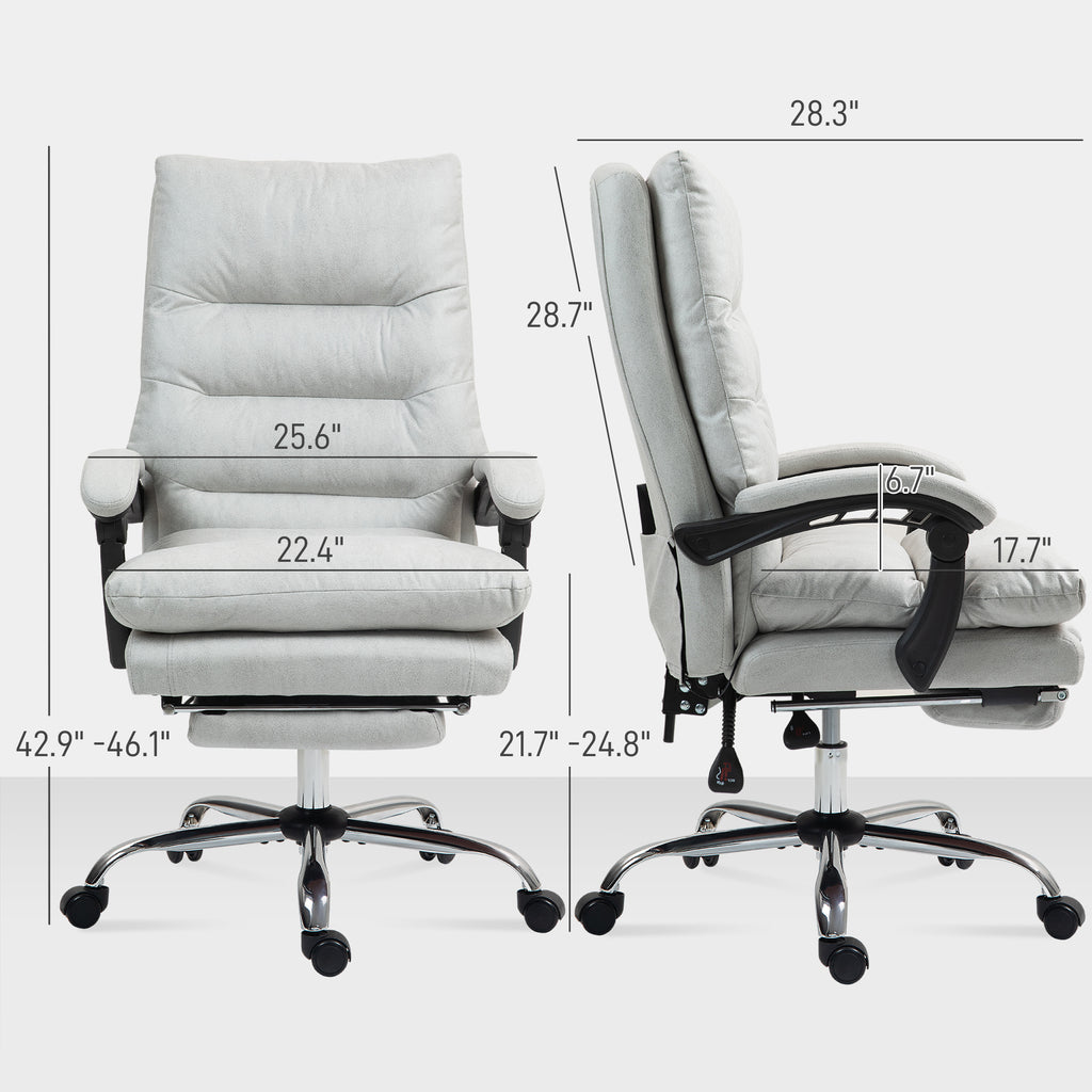 Microfibre Massage Office Chair, Heated Reclining Chair with Footrest,  Light Gray | Premium Home Decor - Grand Goldman